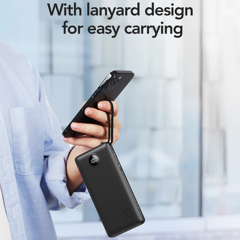 Power Bank with Built-In Cables - 10000mAh