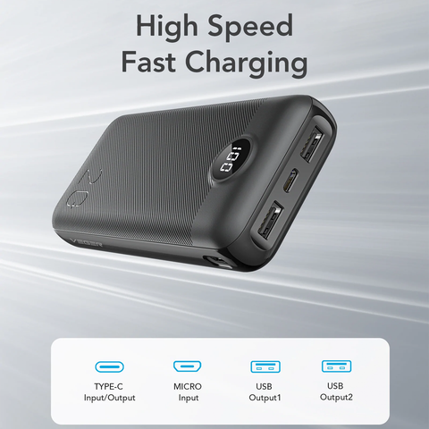 20W Fast Charging Power Bank Black - 20000mAh