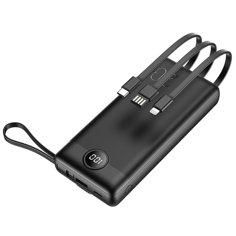 Power Bank with Built-In Cables - 20000mAh