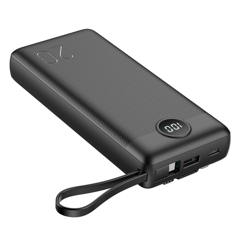 Power Bank with Built-In Cables - 20000mAh
