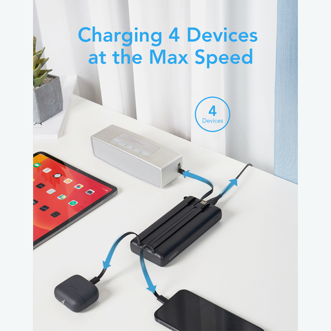 Power Bank with Built-In Cables - 20000mAh