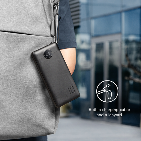 Power Bank with Built-In Cables - 20000mAh