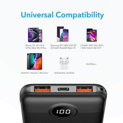 L10S Smart LED Screen 20W Power Bank - 10000mAh