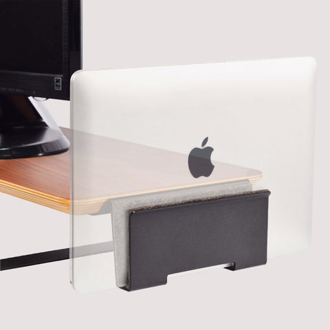 Artizo Laptop Dock Stand Mount holding MacBook vertically on monitor stand NZ