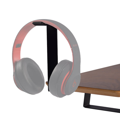 Artizo Headphone Holder mounted on monitor stand with over-ear headphones NZ