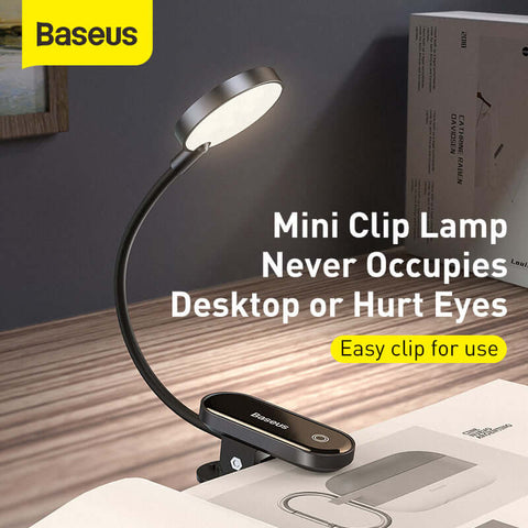 Baseus Mini Clip LED Reading Lamp | Touch Control Rechargeable Light