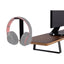 Headphone Holder side view matte black steel mounted on monitor stand