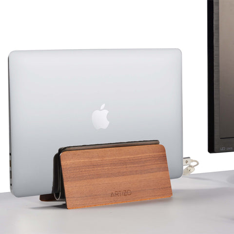 Artizo Laptop Dock with MacBook stored vertically on desk